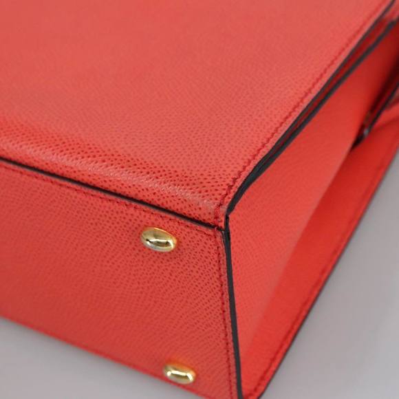 CELINE Hand Bag Leather Orange Gold Auth 97815 - Picture 8 of 16